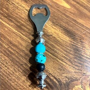 Stylish Silver and Blue Beaded Bottle Opener